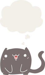 cartoon cat and thought bubble in retro style