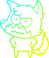 cold gradient line drawing cartoon annoyed fox