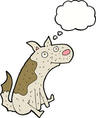 cartoon sitting dog with thought bubble