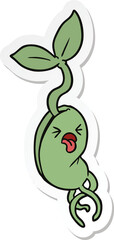 sticker of a cartoon sprouting seedling