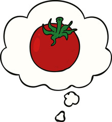 cartoon tomato and thought bubble