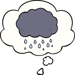 cartoon cloud raining and thought bubble
