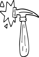 line drawing cartoon hammer banging