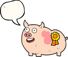 speech bubble cartoon prize winning pig