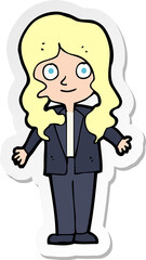 Fototapeta na wymiar sticker of a cartoon friendly business woman