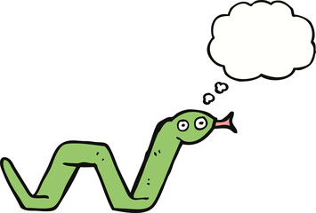 funny cartoon snake with thought bubble