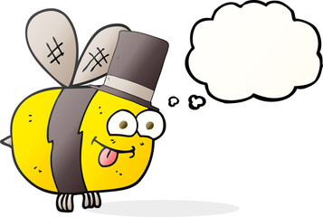thought bubble cartoon bee wearing hat