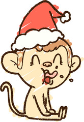 Christmas Monkey Chalk Drawing