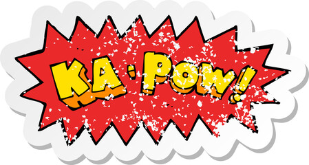 retro distressed sticker of a cartoon ka pow