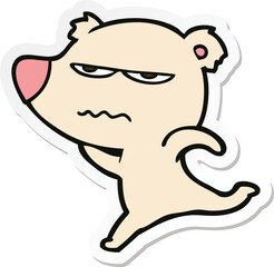 sticker of a annoyed bear cartoon running