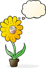 cartoon flower with thought bubble