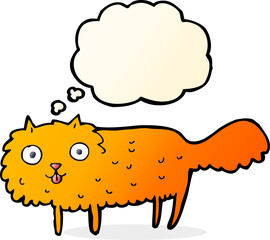 cartoon furry cat with thought bubble