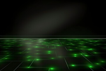 Green spotlights shine on stage floor in dark room idea. Generative AI