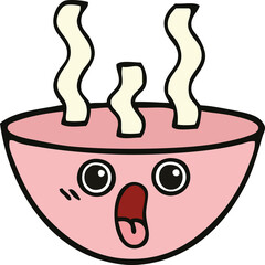 cute cartoon bowl of hot soup