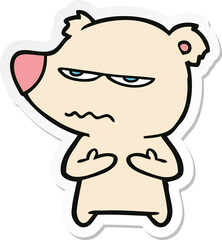 sticker of a annoyed bear cartoon