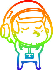 rainbow gradient line drawing cartoon confident astronaut
