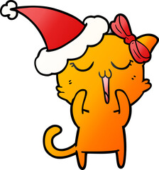 Obraz premium gradient cartoon of a cat wearing santa hat