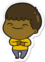 sticker of a cartoon happy boy