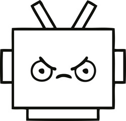 line drawing cartoon robot head