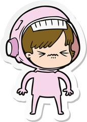 sticker of a angry cartoon space girl