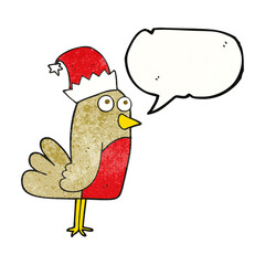 speech bubble textured cartoon christmas robin