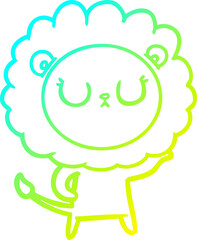 cold gradient line drawing cartoon lion