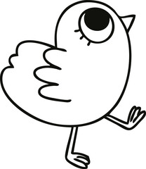 quirky line drawing cartoon yellow bird