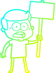 cold gradient line drawing cartoon shocked man