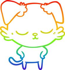 rainbow gradient line drawing cute cartoon dog