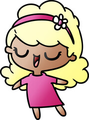 gradient cartoon of cute kawaii girl