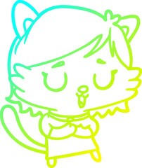 cold gradient line drawing cat girl