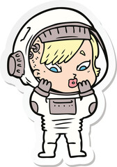 Obraz premium sticker of a cartoon astronaut woman