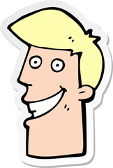 sticker of a cartoon grinning man