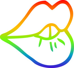 rainbow gradient line drawing cartoon pouting lips