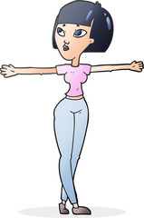cartoon woman spreading arms