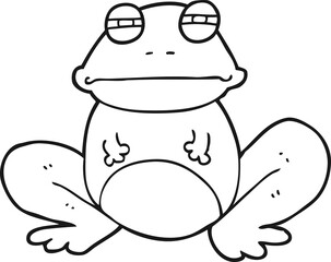 black and white cartoon frog