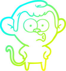 cold gradient line drawing cartoon surprised monkey