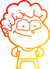 warm gradient line drawing cartoon happy man