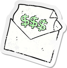 retro distressed sticker of a cartoon bill letter
