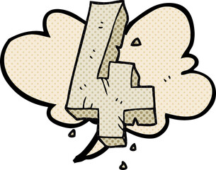 comic book speech bubble cartoon stone number four