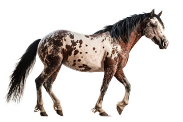 Obraz na płótnie Canvas an isolated paint quarter horse running, side view portrait, equestrian-themed photorealistic illustration on a transparent background cutout in PNG, Generative AI