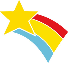 flat color retro cartoon shooting rainbow star