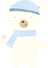 cartoon waving polar bear