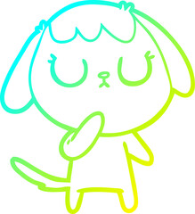 cold gradient line drawing cute cartoon dog