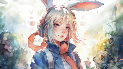 うさぎ耳の少女 Girl with rabbit ears generative ai