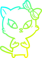 cold gradient line drawing cartoon cat