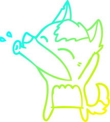 cold gradient line drawing howling wolf cartoon
