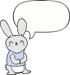 cute cartoon rabbit and speech bubble