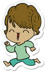 Obraz premium sticker of a cartoon laughing woman