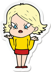 sticker of a cartoon stressed woman